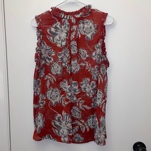 Sleeveless sheer high-neck blouse 1X